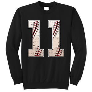 Baseball Birthday Boy Eleven 11 Years Old 11th Bday Party Tall Sweatshirt