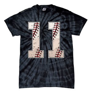 Baseball Birthday Boy Eleven 11 Years Old 11th Bday Party Tie-Dye T-Shirt