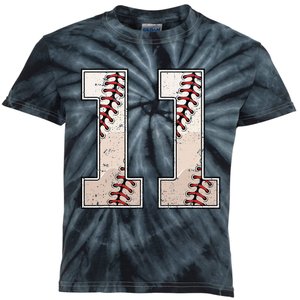 Baseball Birthday Boy Eleven 11 Years Old 11th Bday Party Kids Tie-Dye T-Shirt