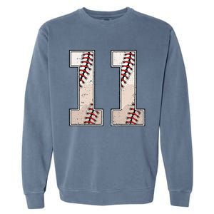 Baseball Birthday Boy Eleven 11 Years Old 11th Bday Party Garment-Dyed Sweatshirt