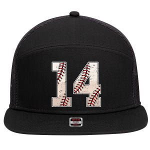 Baseball Birthday Boy Fourteen 14 Years Old 14th Bday Party 7 Panel Mesh Trucker Snapback Hat