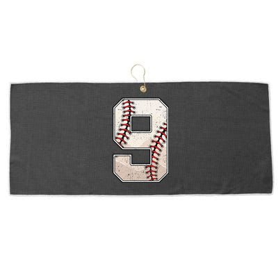 Baseball Birthday Boy Nine 9 Years Old Ninth 9th Bday Party Large Microfiber Waffle Golf Towel