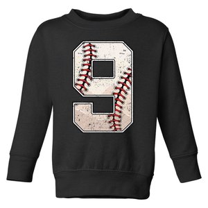 Baseball Birthday Boy Nine 9 Years Old Ninth 9th Bday Party Toddler Sweatshirt