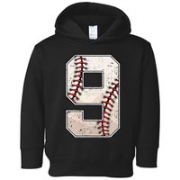 Baseball Birthday Boy Nine 9 Years Old Ninth 9th Bday Party Toddler Hoodie