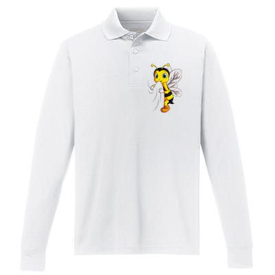 Bee Bumble Bee Performance Long Sleeve Polo