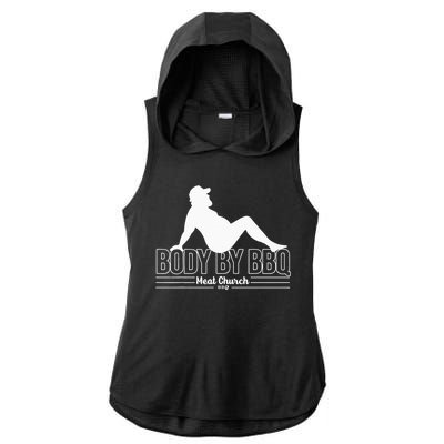 Body By Bbq Vintage Meat Church Hot Ladies PosiCharge Tri-Blend Wicking Draft Hoodie Tank