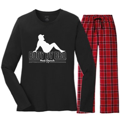 Body By Bbq Vintage Meat Church Hot Women's Long Sleeve Flannel Pajama Set 