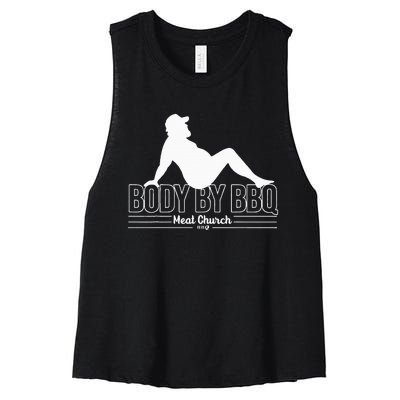 Body By Bbq Vintage Meat Church Hot Women's Racerback Cropped Tank