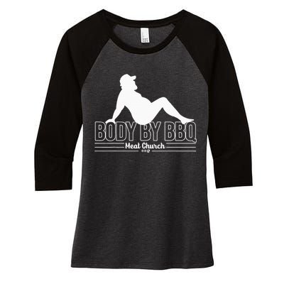 Body By Bbq Vintage Meat Church Hot Women's Tri-Blend 3/4-Sleeve Raglan Shirt