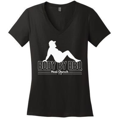 Body By Bbq Vintage Meat Church Hot Women's V-Neck T-Shirt