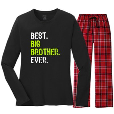 Best Big Brother Ever Teenager Older Sibling For Boys Women's Long Sleeve Flannel Pajama Set 