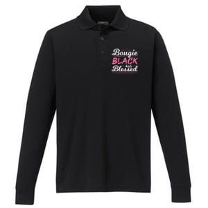 Bougie Black Blessed Dope Boujee Melanin Christmas Gift Tee Gift Performance Long Sleeve Polo