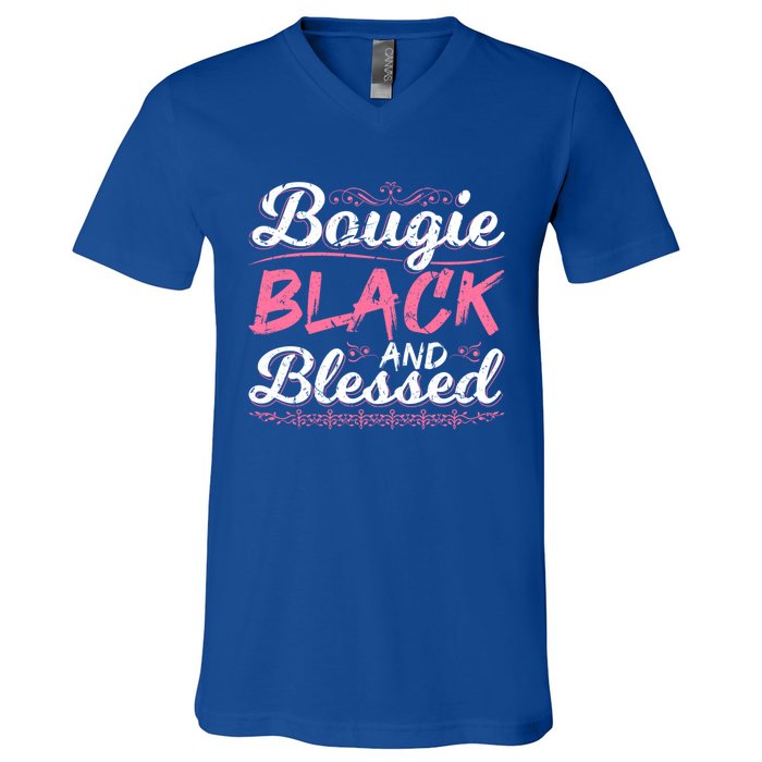 Bougie Black Blessed Dope Boujee Melanin Christmas Gift Tee Gift V-Neck T-Shirt