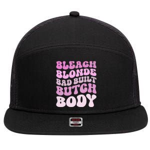 Bleach Blonde Bad Built Butch Body 7 Panel Mesh Trucker Snapback Hat