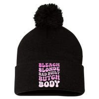 Bleach Blonde Bad Built Butch Body Pom Pom 12in Knit Beanie