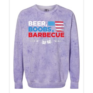 Beer Boobs Barbecue July 4th Memorial Celebration Colorblast Crewneck Sweatshirt