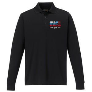 Beer Boobs Barbecue July 4th Memorial Celebration Performance Long Sleeve Polo