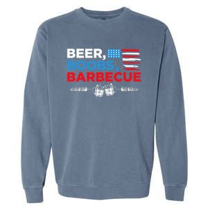 Beer Boobs Barbecue July 4th Memorial Celebration Garment-Dyed Sweatshirt