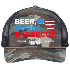 Beer Boobs Barbecue July 4th Memorial Celebration Retro Rope Trucker Hat Cap