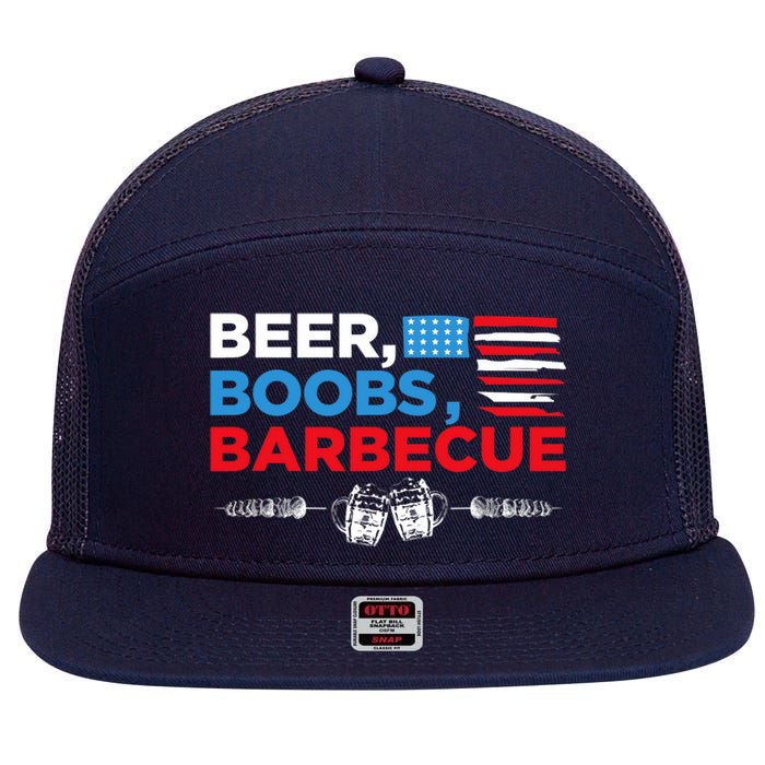 Beer Boobs Barbecue July 4th Memorial Celebration 7 Panel Mesh Trucker Snapback Hat