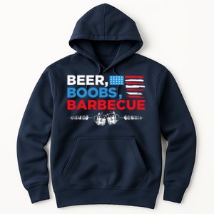 Beer Boobs Barbecue July 4th Memorial Celebration Hoodie