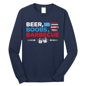 Beer Boobs Barbecue July 4th Memorial Celebration Long Sleeve Shirt