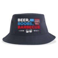 Beer Boobs Barbecue July 4th Memorial Celebration Sustainable Bucket Hat