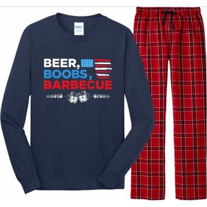 Beer Boobs Barbecue July 4th Memorial Celebration Long Sleeve Pajama Set