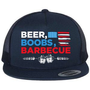 Beer Boobs Barbecue July 4th Memorial Celebration Flat Bill Trucker Hat