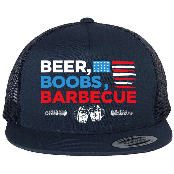 Beer Boobs Barbecue July 4th Memorial Celebration Flat Bill Trucker Hat