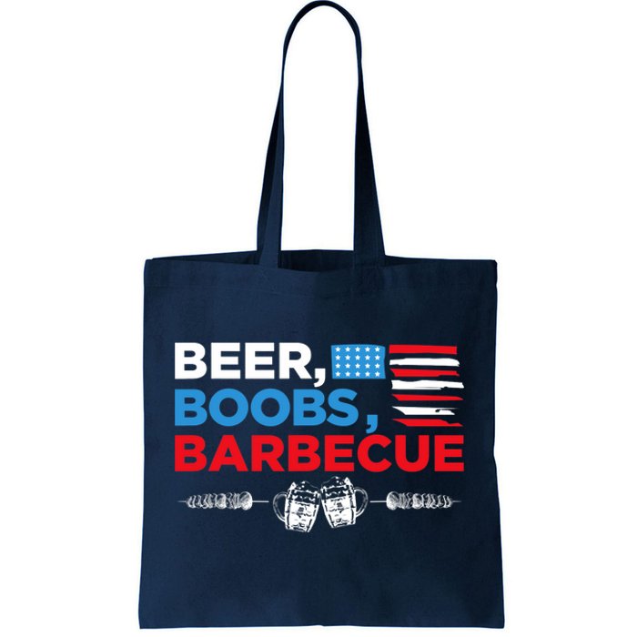 Beer Boobs Barbecue July 4th Memorial Celebration Tote Bag