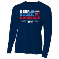 Beer Boobs Barbecue July 4th Memorial Celebration Cooling Performance Long Sleeve Crew