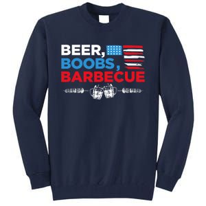 Beer Boobs Barbecue July 4th Memorial Celebration Tall Sweatshirt