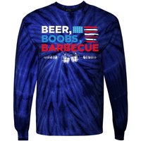 Beer Boobs Barbecue July 4th Memorial Celebration Tie-Dye Long Sleeve Shirt