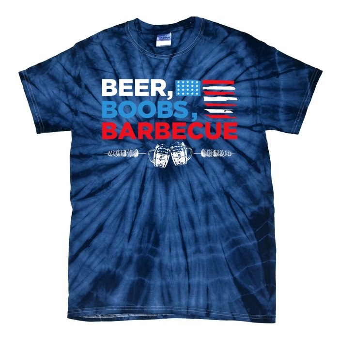 Beer Boobs Barbecue July 4th Memorial Celebration Tie-Dye T-Shirt