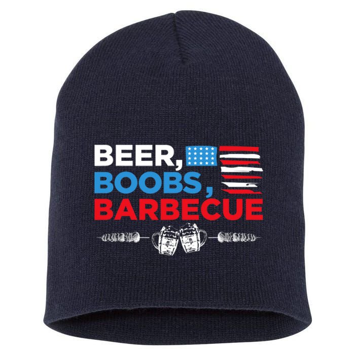 Beer Boobs Barbecue July 4th Memorial Celebration Short Acrylic Beanie