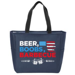 Beer Boobs Barbecue July 4th Memorial Celebration Zip Tote Bag