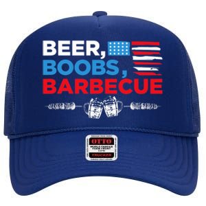 Beer Boobs Barbecue July 4th Memorial Celebration High Crown Mesh Back Trucker Hat