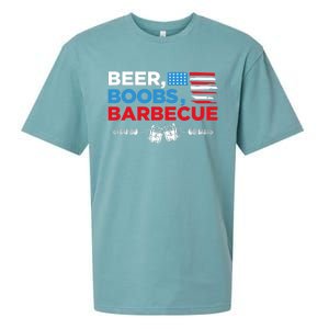 Beer Boobs Barbecue July 4th Memorial Celebration Sueded Cloud Jersey T-Shirt