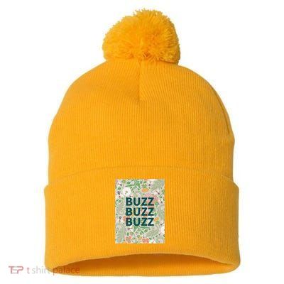 Buzz Buzz Buzz Pom Pom 12in Knit Beanie