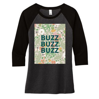 Buzz Buzz Buzz Women's Tri-Blend 3/4-Sleeve Raglan Shirt