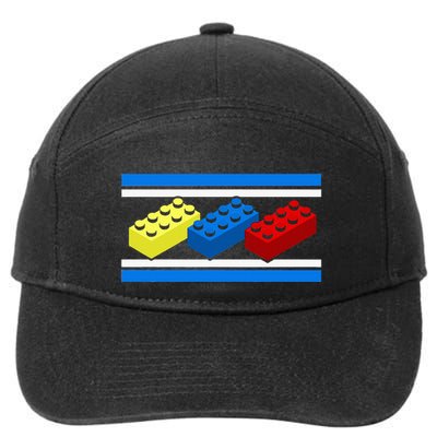 Building Bricks Blocks Master Builder Engineer Construction 7-Panel Snapback Hat