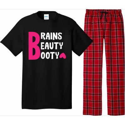 Brains Beauty Booty Funny Smart Pretty Fitness Butt Workout Gift Pajama Set