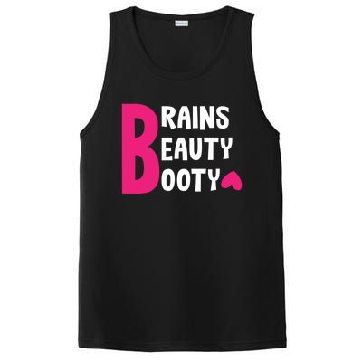 Brains Beauty Booty Funny Smart Pretty Fitness Butt Workout Gift PosiCharge Competitor Tank