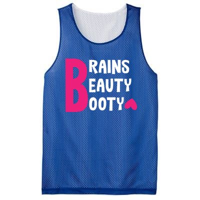 Brains Beauty Booty Funny Smart Pretty Fitness Butt Workout Gift Mesh Reversible Basketball Jersey Tank