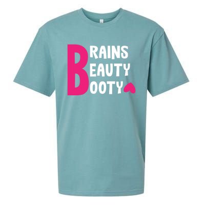 Brains Beauty Booty Funny Smart Pretty Fitness Butt Workout Gift Sueded Cloud Jersey T-Shirt