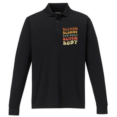 Bleach Blonde Bad Built Butch Body Grunge Retro Funny Gift Performance Long Sleeve Polo