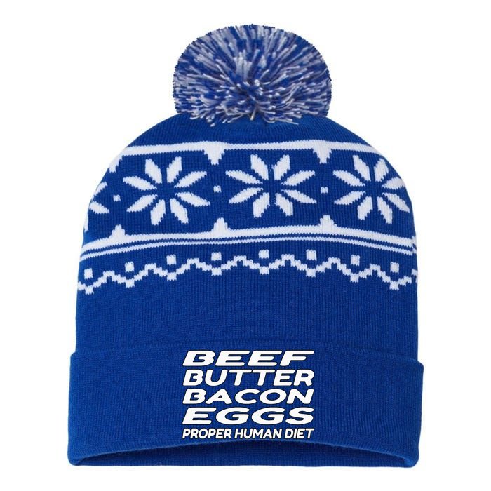 Beef Butter Bacon Eggs Carnivore USA-Made Snowflake Beanie