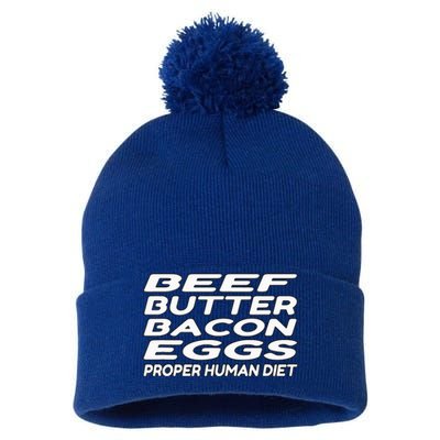 Beef Butter Bacon Eggs Carnivore Pom Pom 12in Knit Beanie