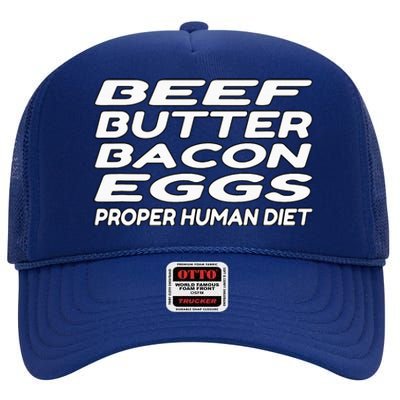 Beef Butter Bacon Eggs Carnivore High Crown Mesh Back Trucker Hat